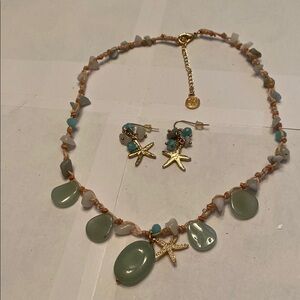 Gold and Green Starfish Jewelry Set